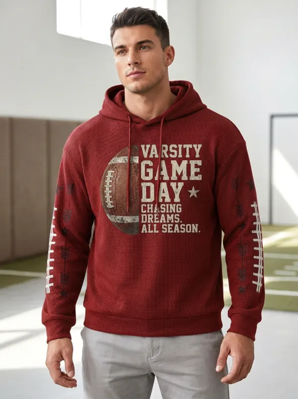 Men's Football Varsity Game Day Graphic Printed Hoodie