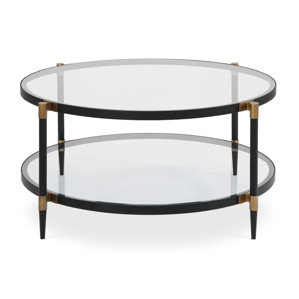 Sculptural Round Tempered Glass Coffee Table