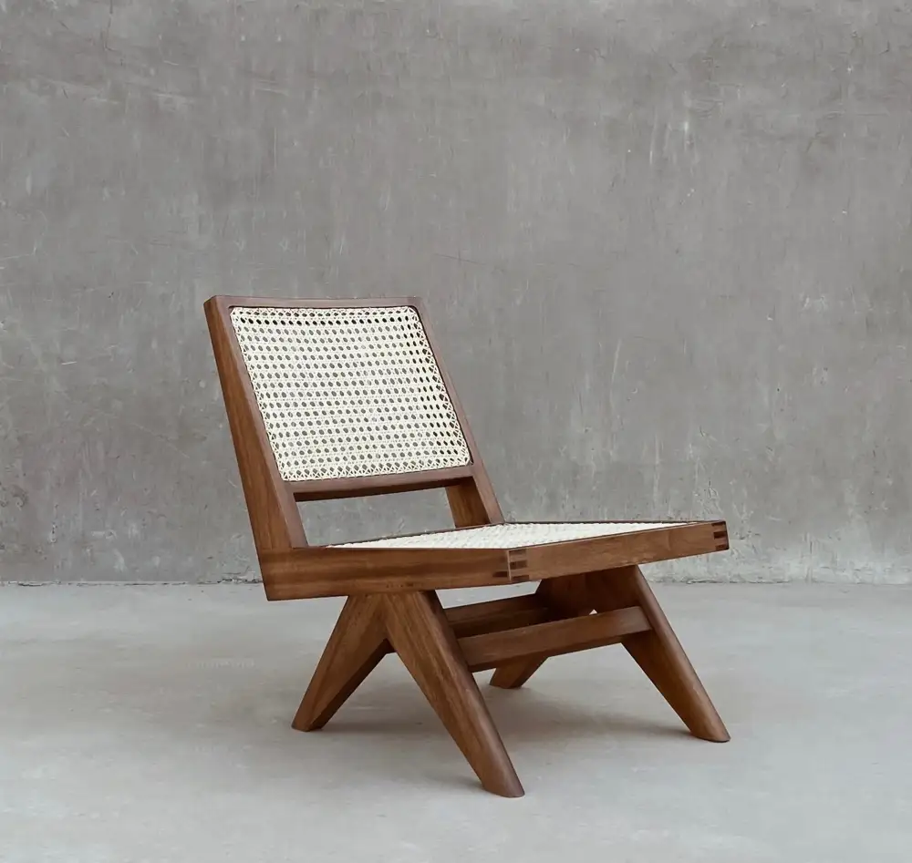 Teak Cane Lounge Chair
