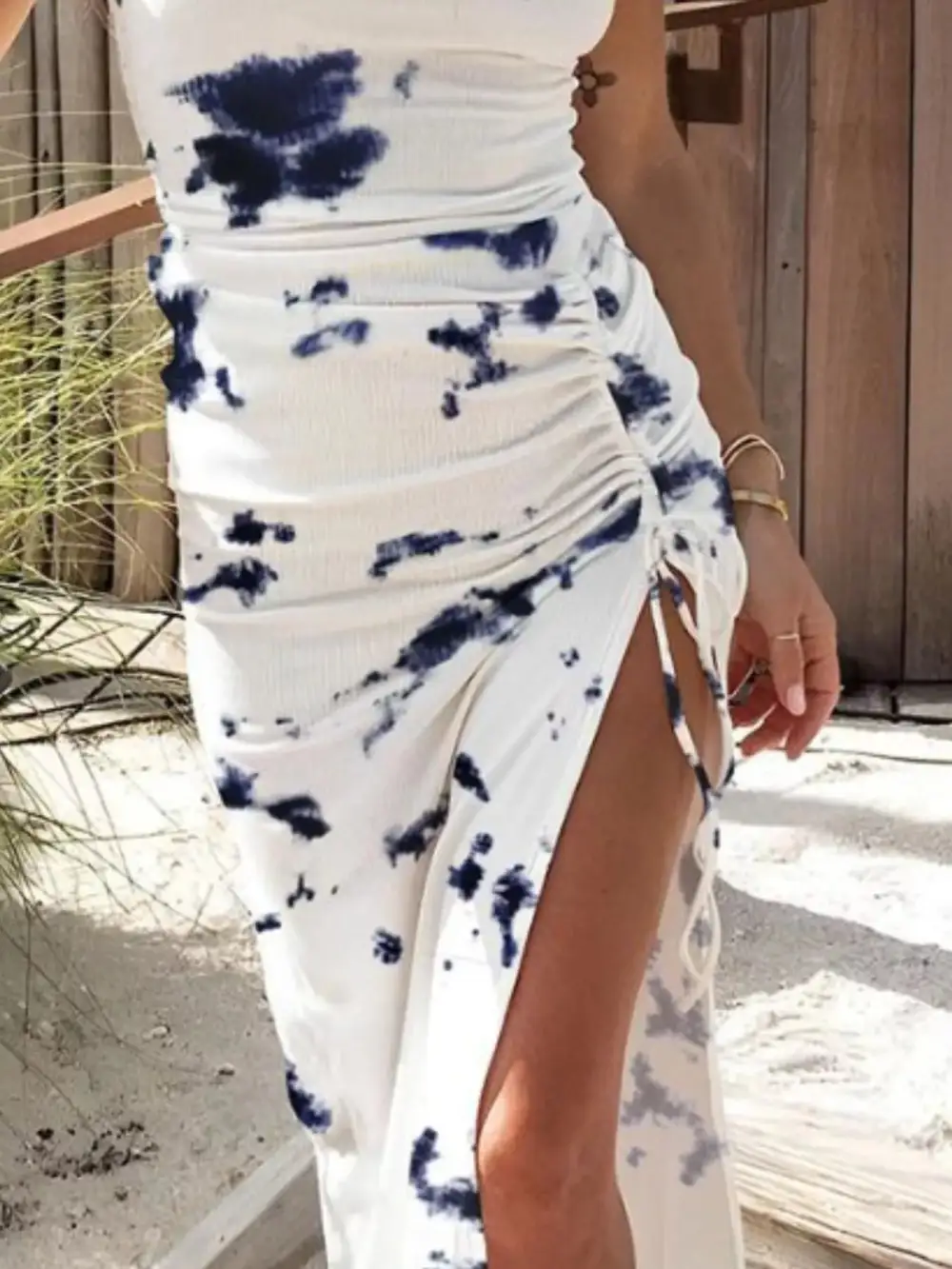 Classic Ruched Sleeveless Midi Dress