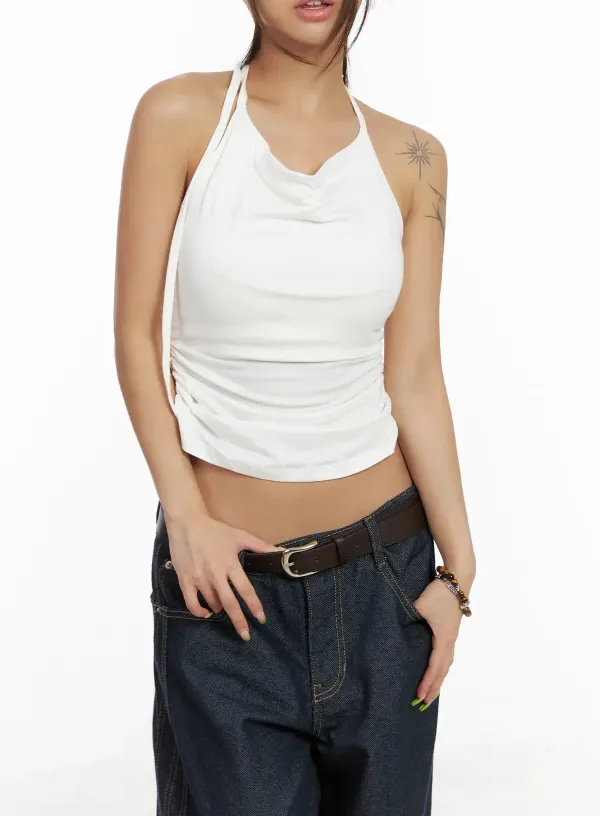 Shirred Halter Tank Top