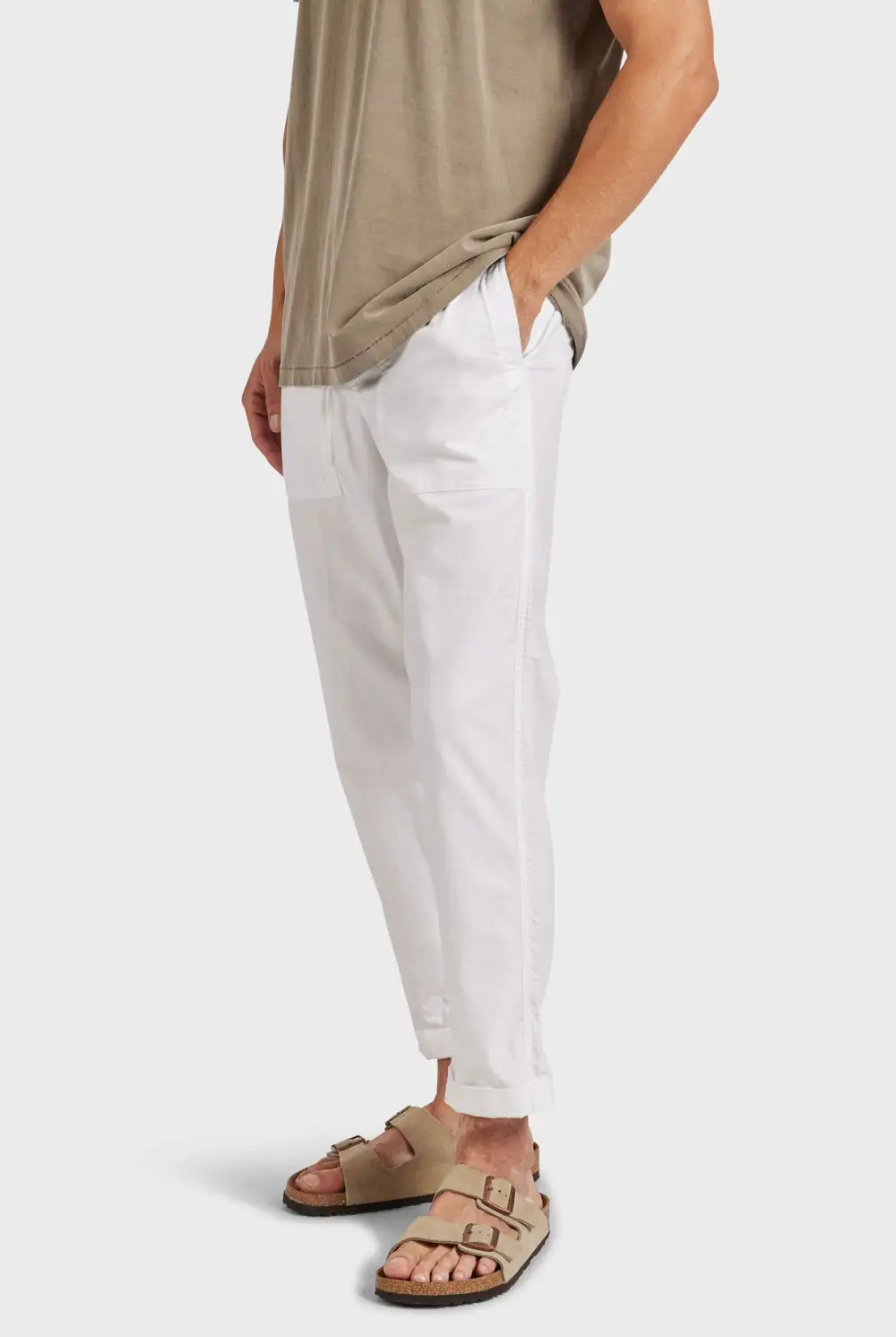 Relaxed Tapered Fit Linen Blend Casual Pants