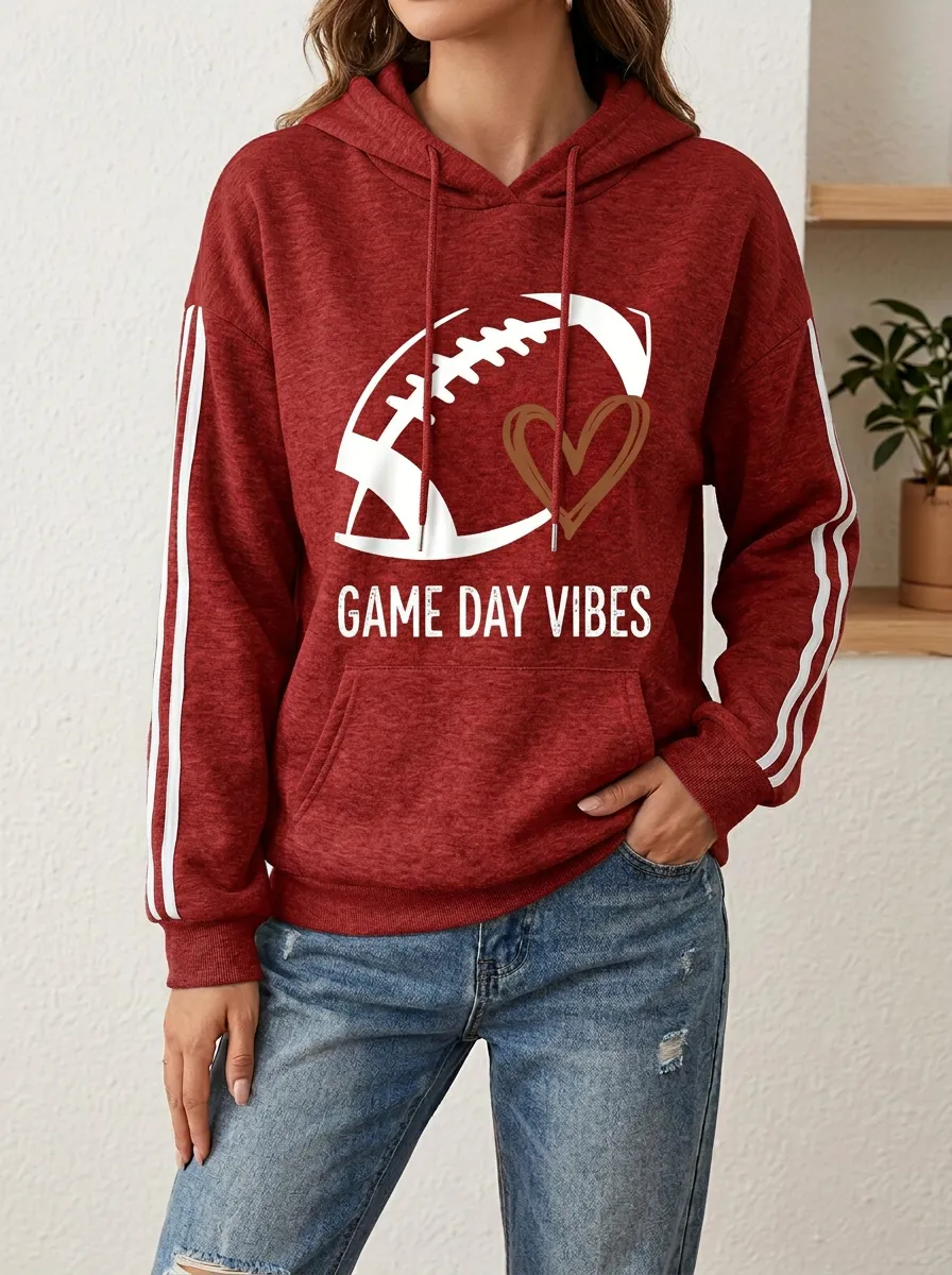 Women's Classic Gridiron Day Vibes Heart Graphic Hoodie