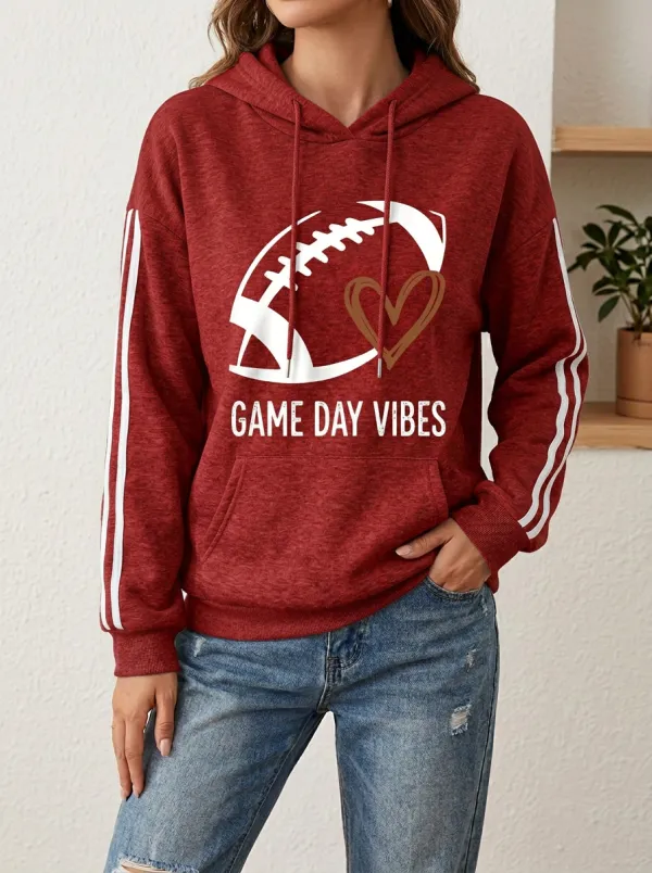Women's Classic Gridiron Day Vibes Heart Graphic Hoodie