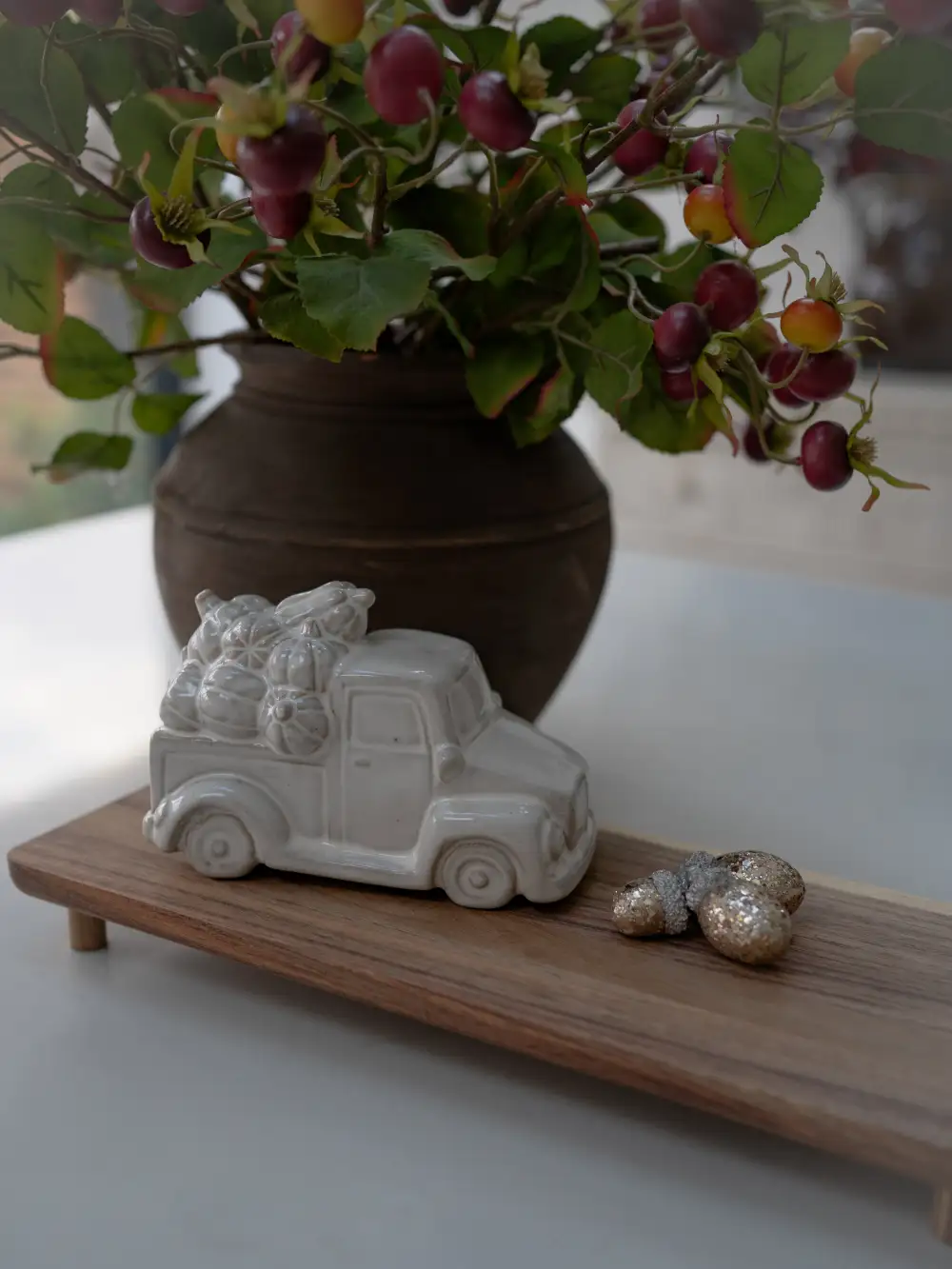 Stoneware Pumpkin Truck Ornament