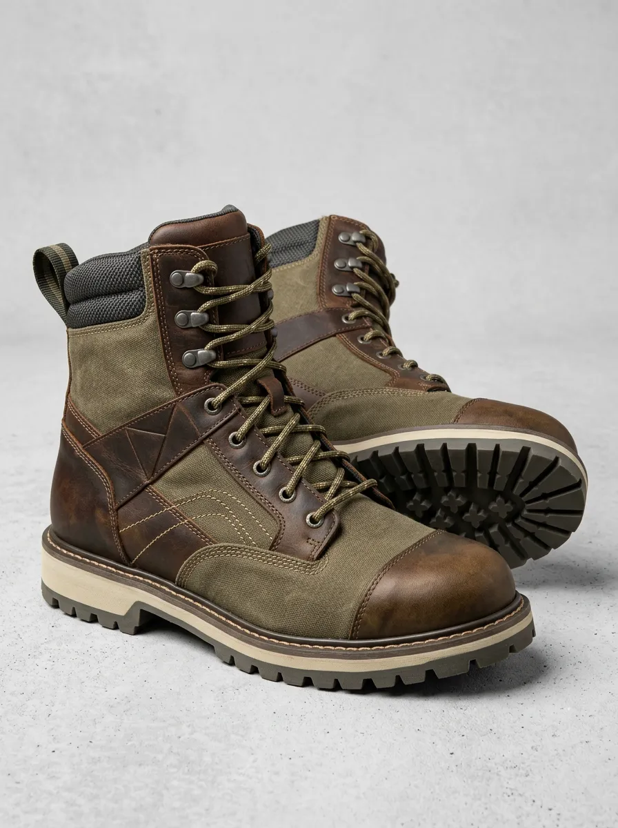 Unisex Outdoor Tactical Canvas Leather Work Boots