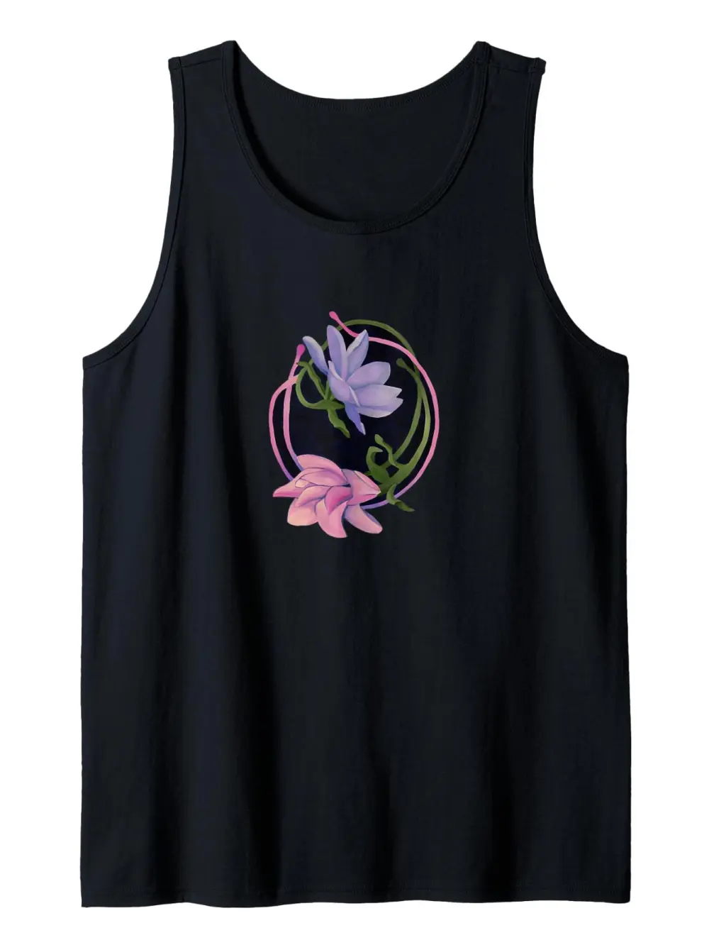 Two Magnolias Novelty Design Stems Flowers Petals Print Tank Top