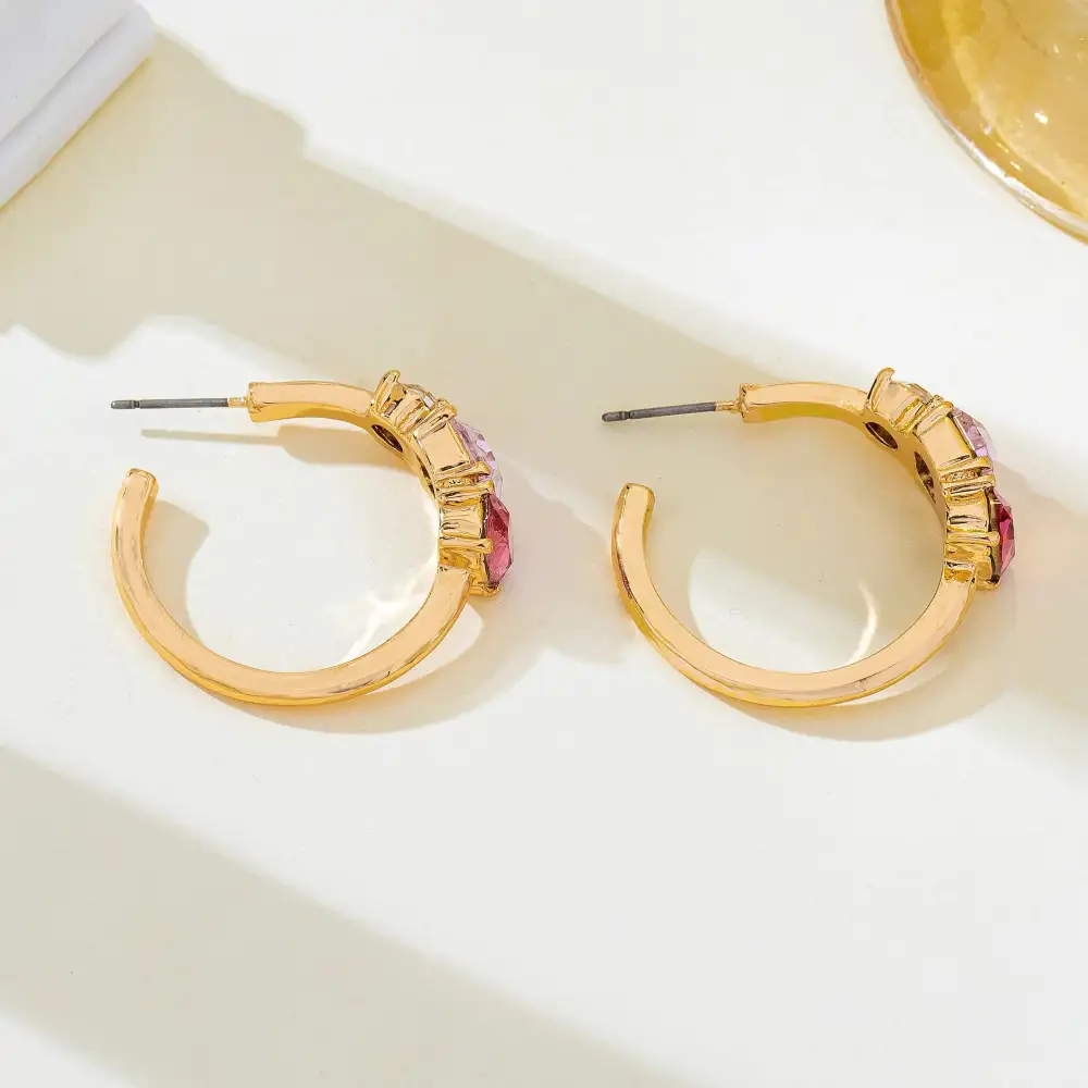 Rosy Gradient Crystal Hoop arrings