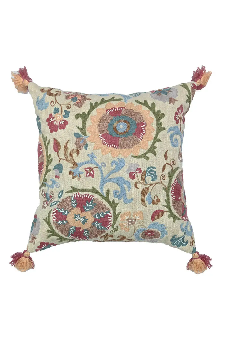 Artisan Profile Floral Textured Cotton Decorative Cushion Cover