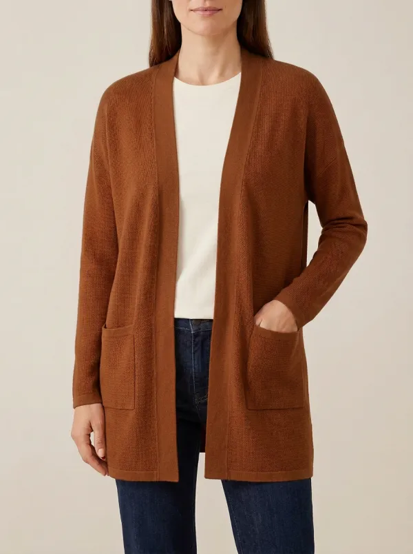 Botanical Waffle-Knit Knit Cardigan