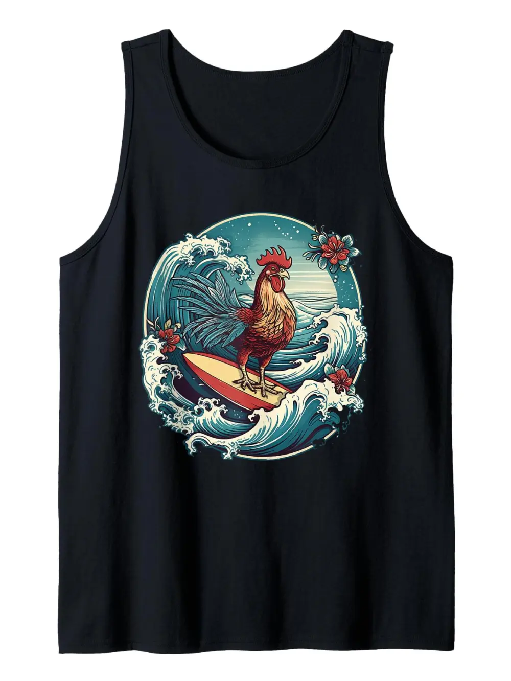 Rooster Surfer Print Tank Top
