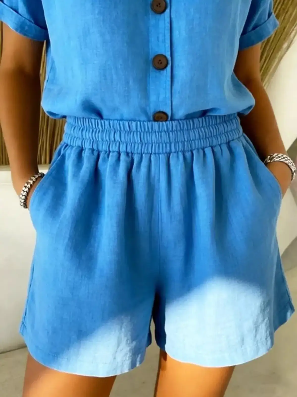Refined Refined Pocketed Shirt and Shorts Matching Set