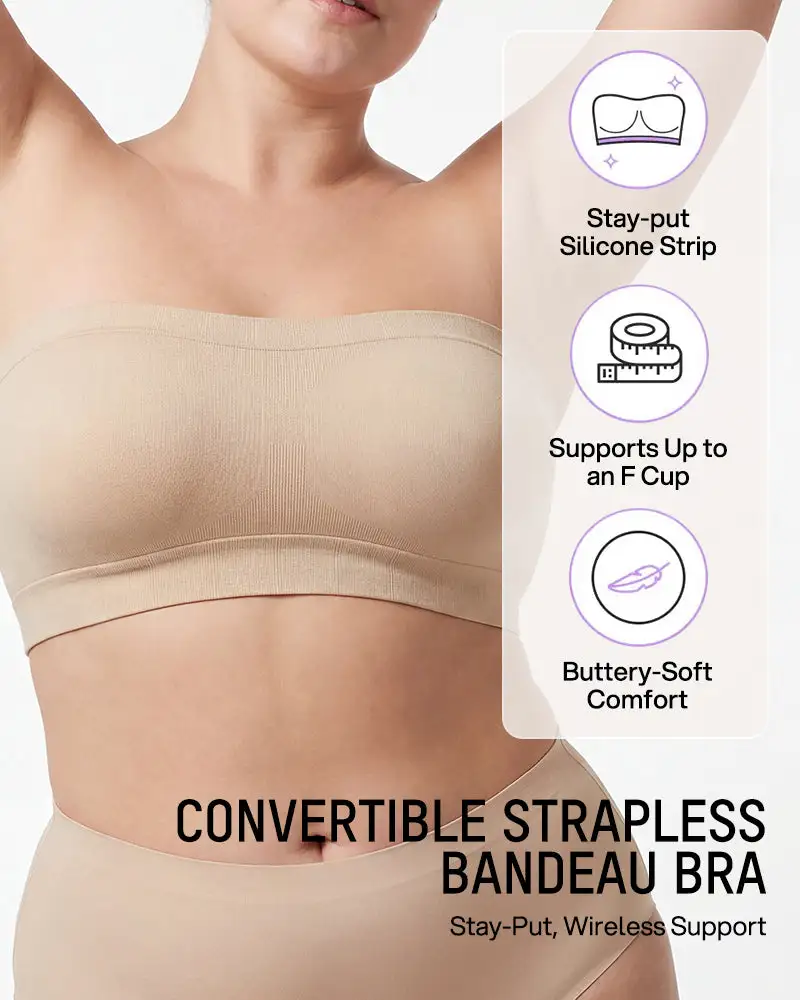 Stay‑Put Wireless Seamless Bandeau Bra