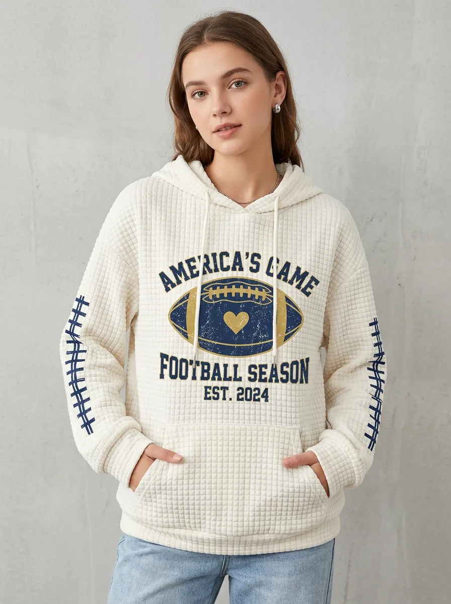 Women's Dynamic Gridiron Heart Ball Graphic Hoodie