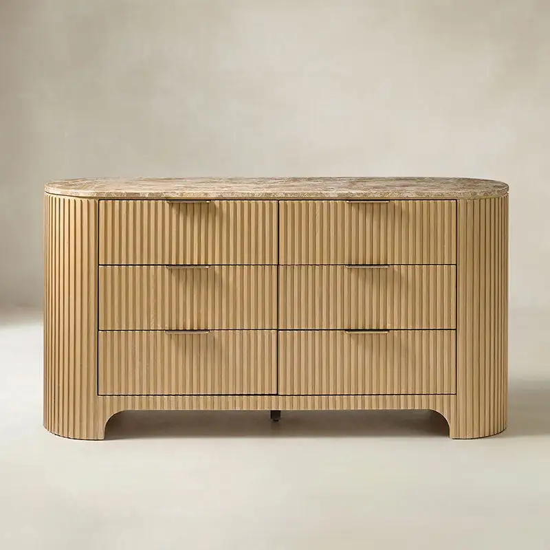 Fluted Marble Top Dresser