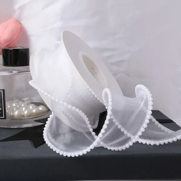 Pearl-Trimmed Sheer Ribbon