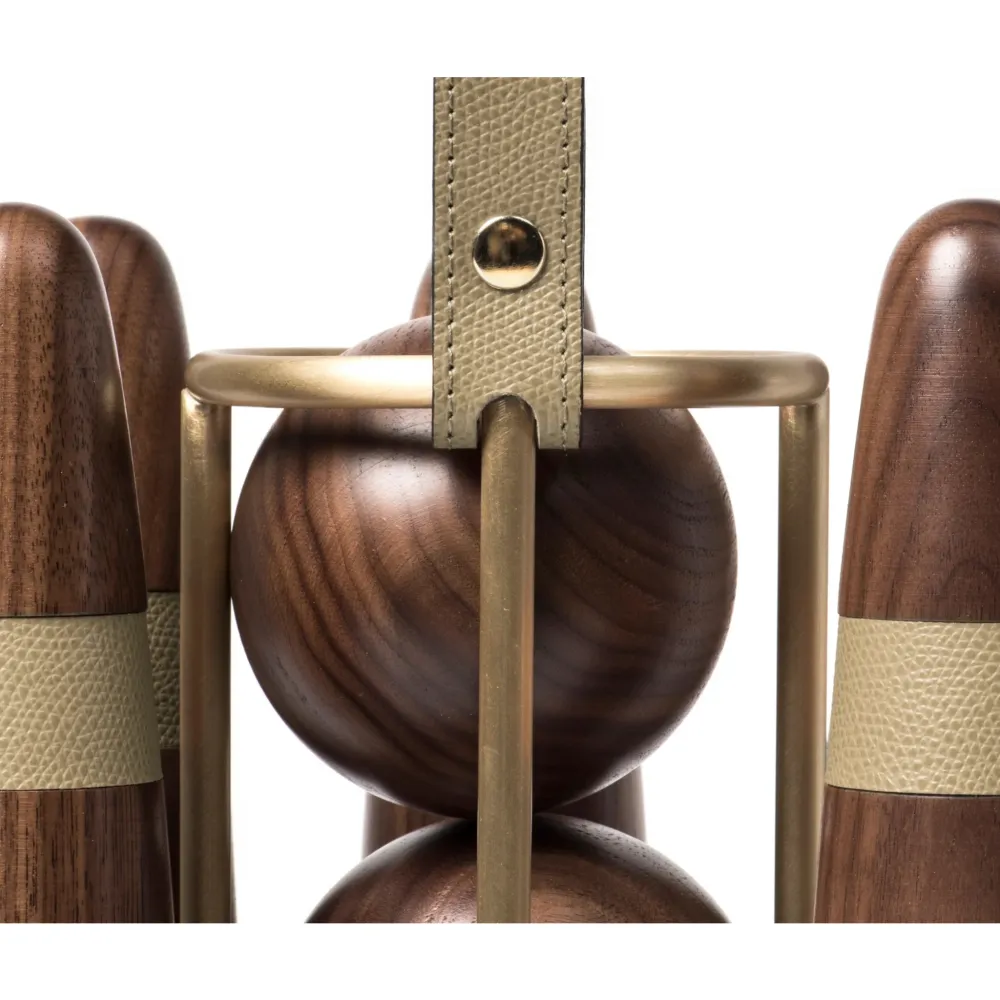 Walnut Wood Bowling Set