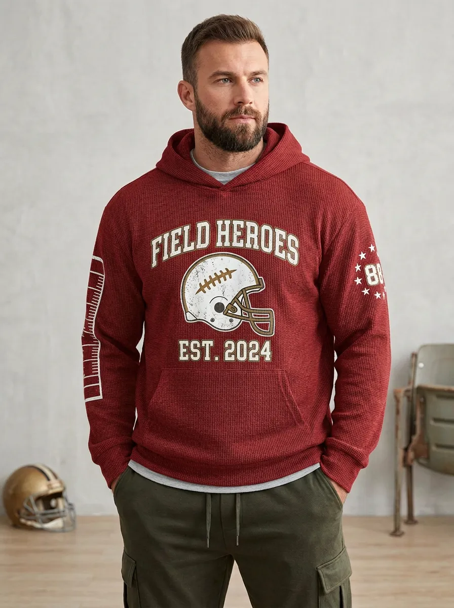 Men's American Football Lover Field Heroes Helmet Printed Hoodie