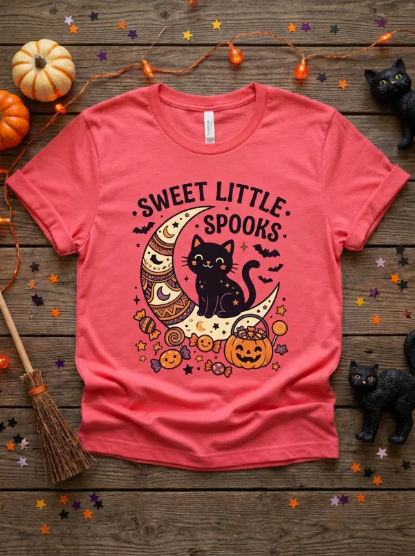 Cat Candy Halloween Graphic T-Shirt