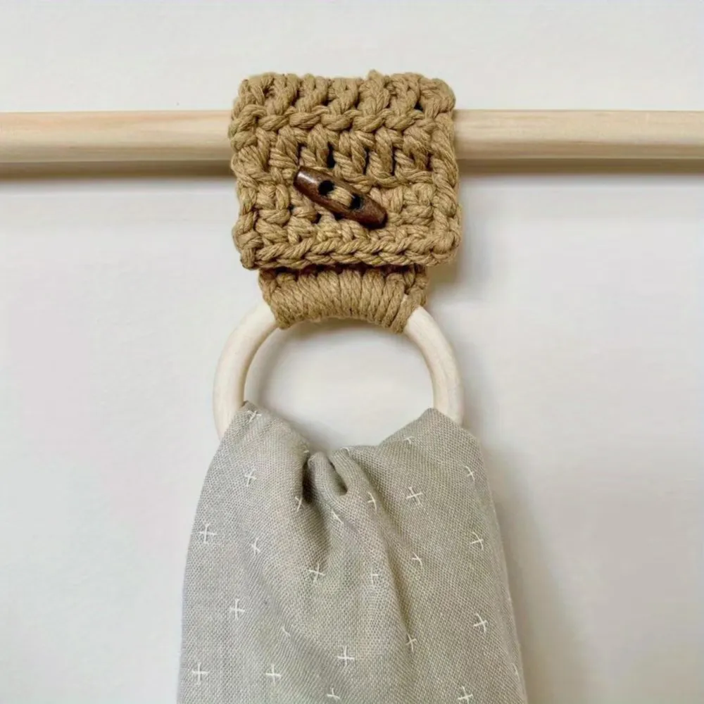 3 Pcs Rustic Crochet Towel Ring