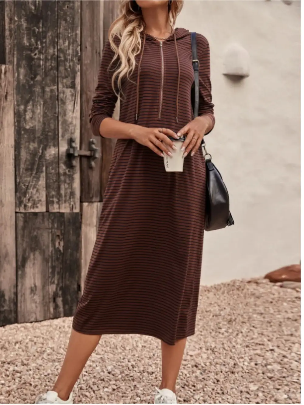 Zip Front Striped Dress