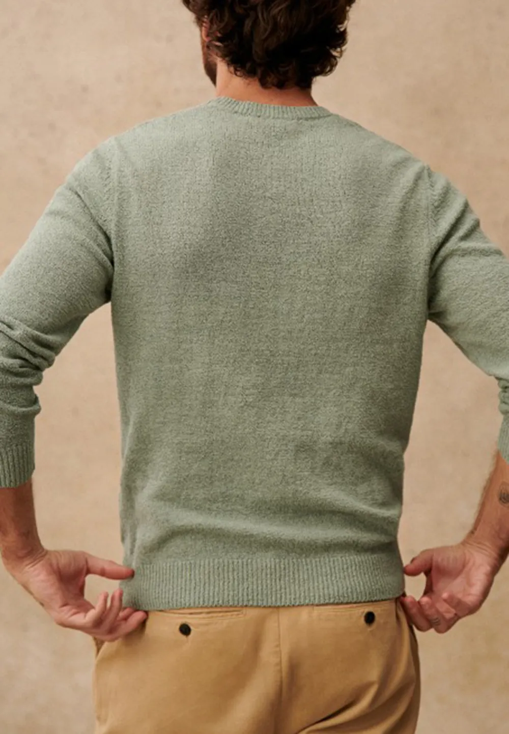 Light Green Relaxed Fit Crew Neck Sweater