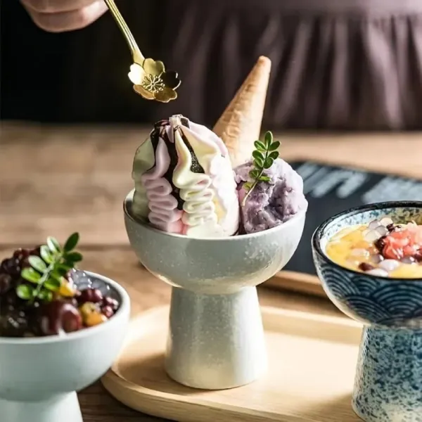Ceramic Pedestal Dessert Bowls