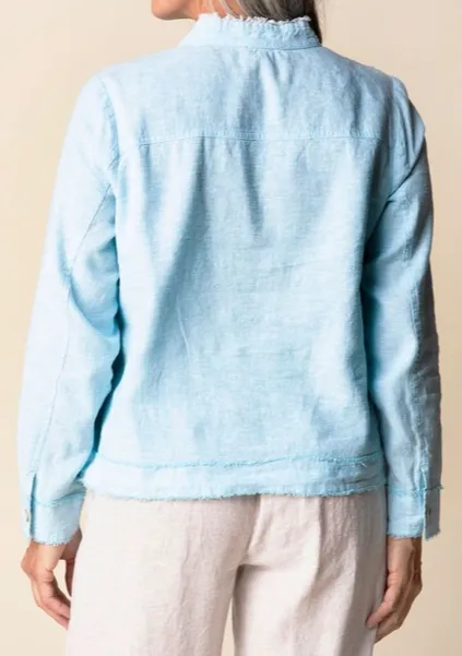 Linen Cotton Collared Button-Front Jacket