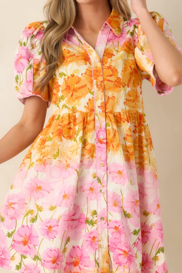 Floral Pink Mini Dress