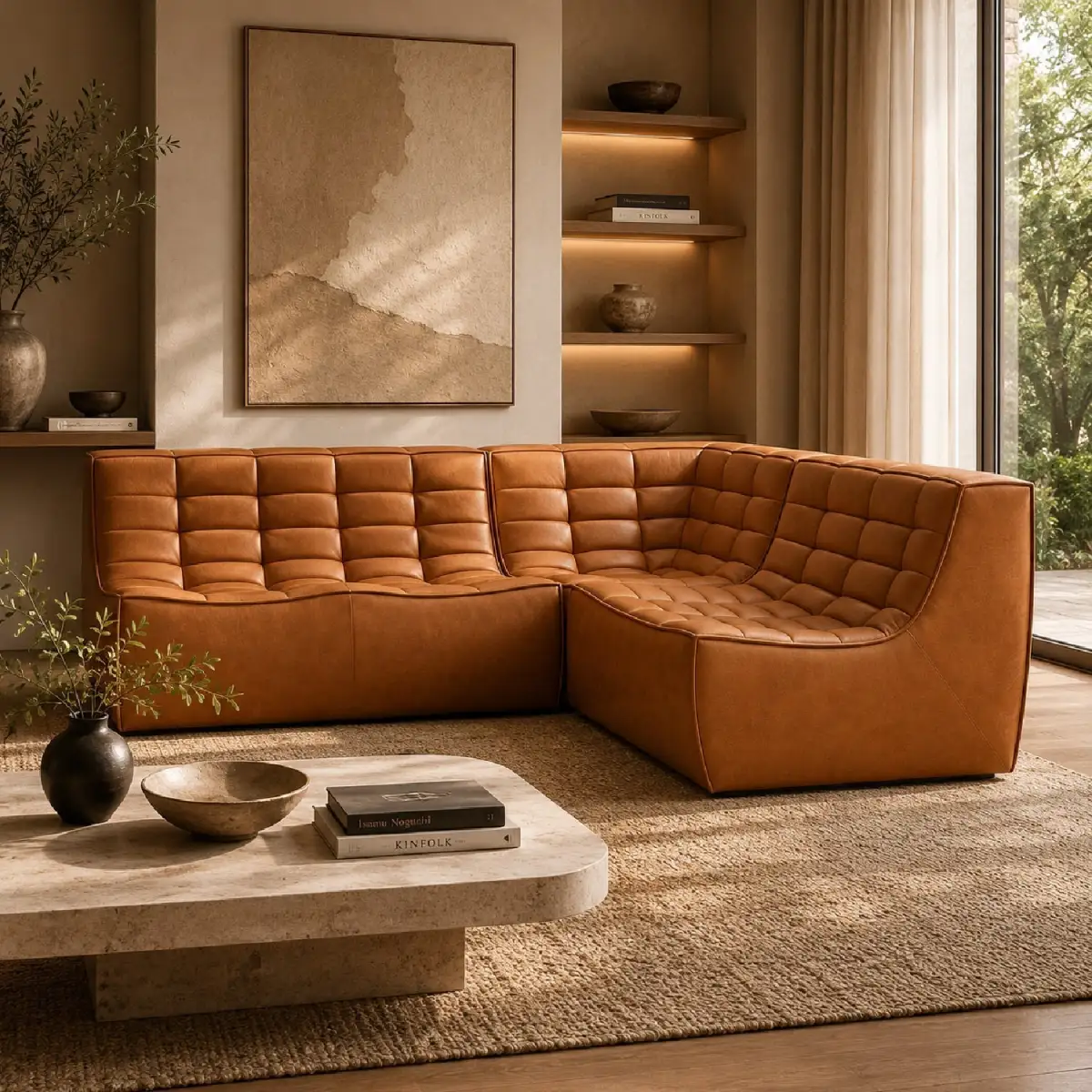 Sculptural Modular Leather Sofa