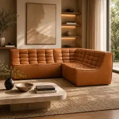 Sculptural Modular Leather Sofa