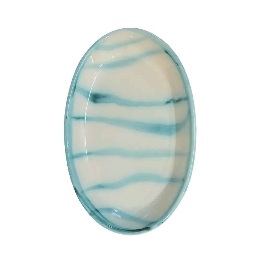Ripple-Edge Oval Ceramic Side Plate