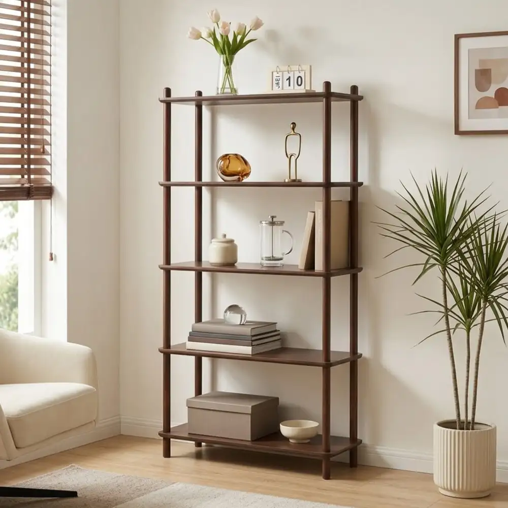Wood Frame Adaptable Open Storage Bookshelf