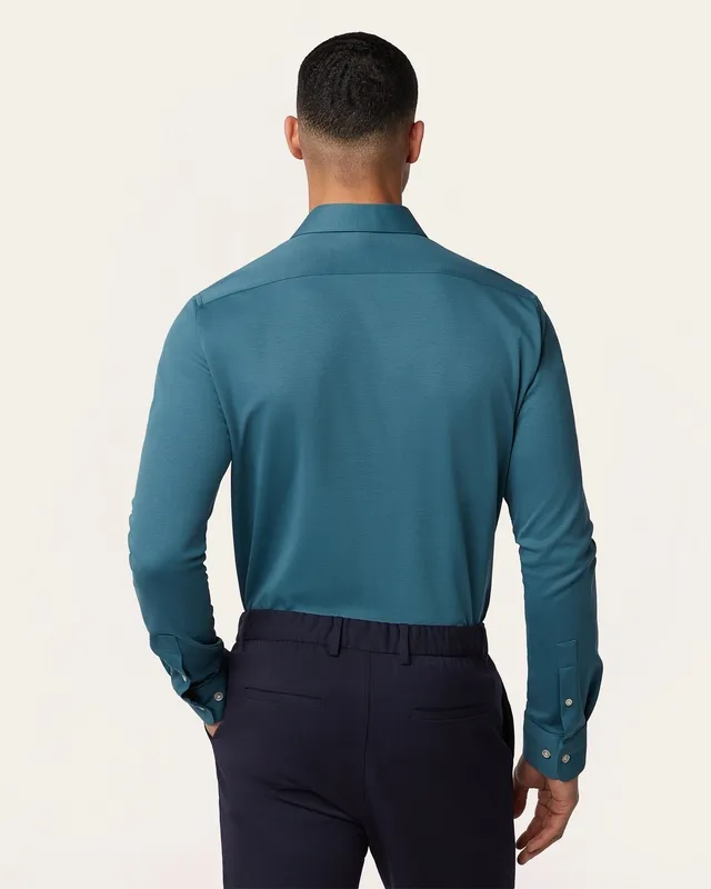 Knit Non-Iron Shirt Teal Blue