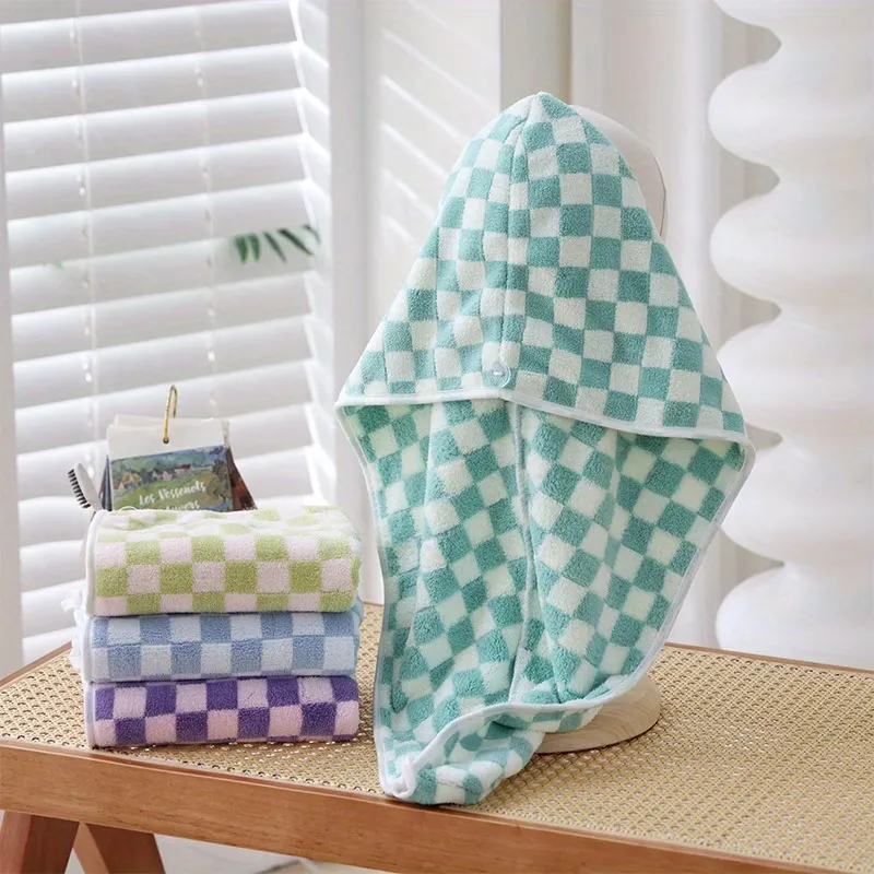 Checkered Hair Drying Towel