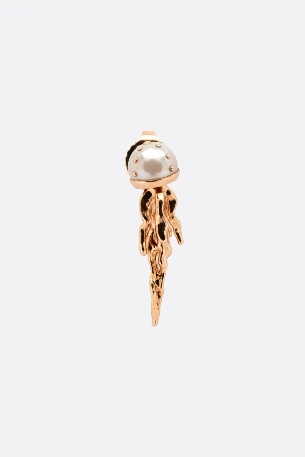 Modern Pearl Gold Tone Earrings