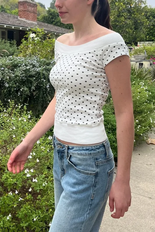 Soft White Polka Dot Top