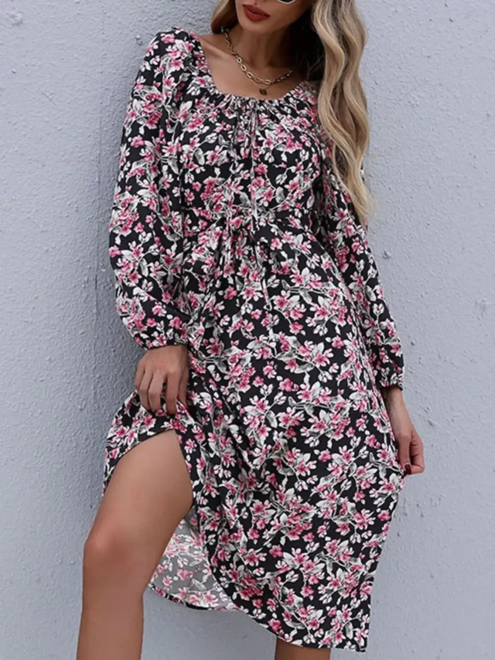 Long Long Sleeve Midi Dress