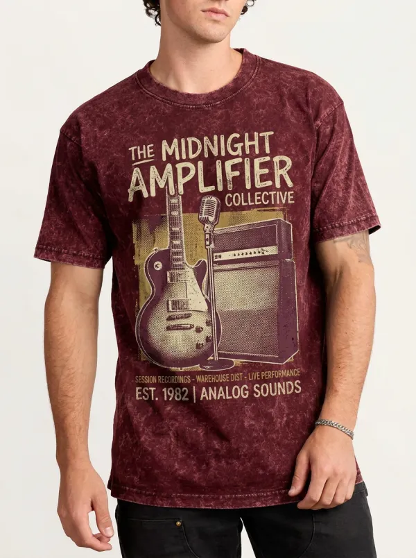 Men's Rock Band Guitar Amplifier Printed T-shirt