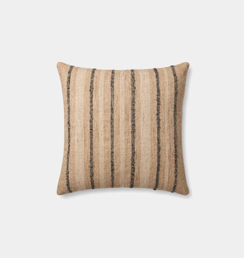 Natural and Blue Striped Sofa Throw Pillow