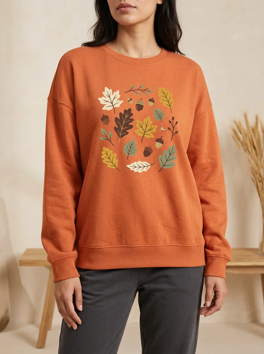 Printed Acorn Graphic Sweatshirt