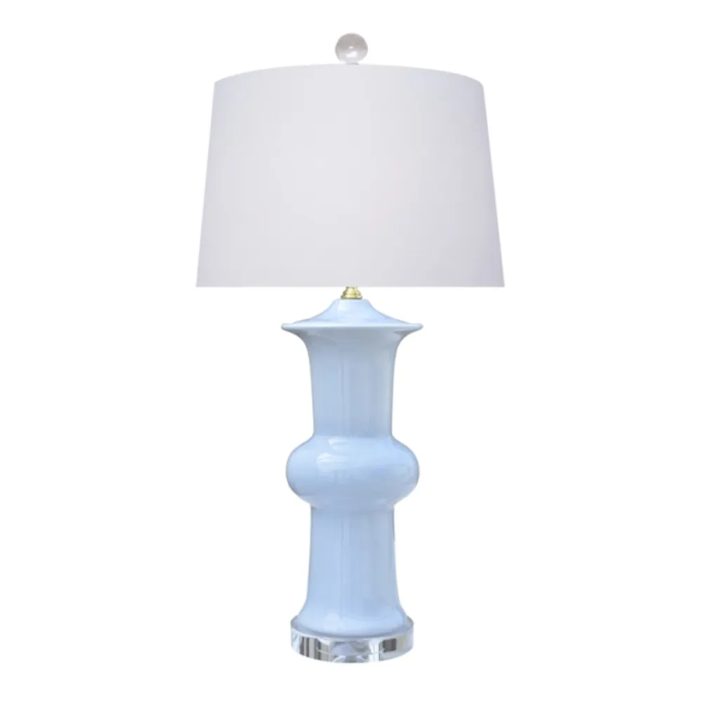 Hourglass Porcelain Drum-Shade Table Lamp