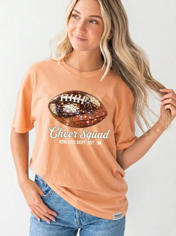 Women's Graphic Football Ball Sparkle Crew Neck Graphic T-Shirt