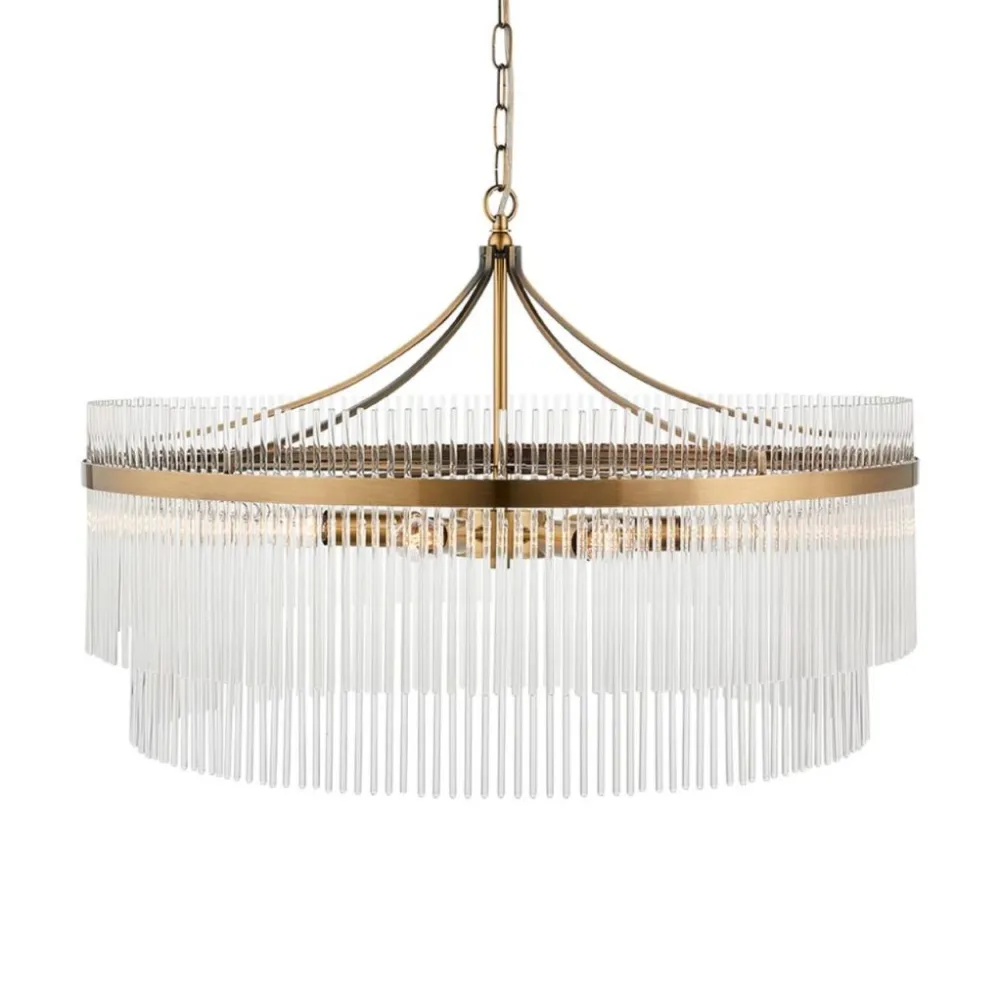 Tiered Glass Rod Ceiling Chandelier