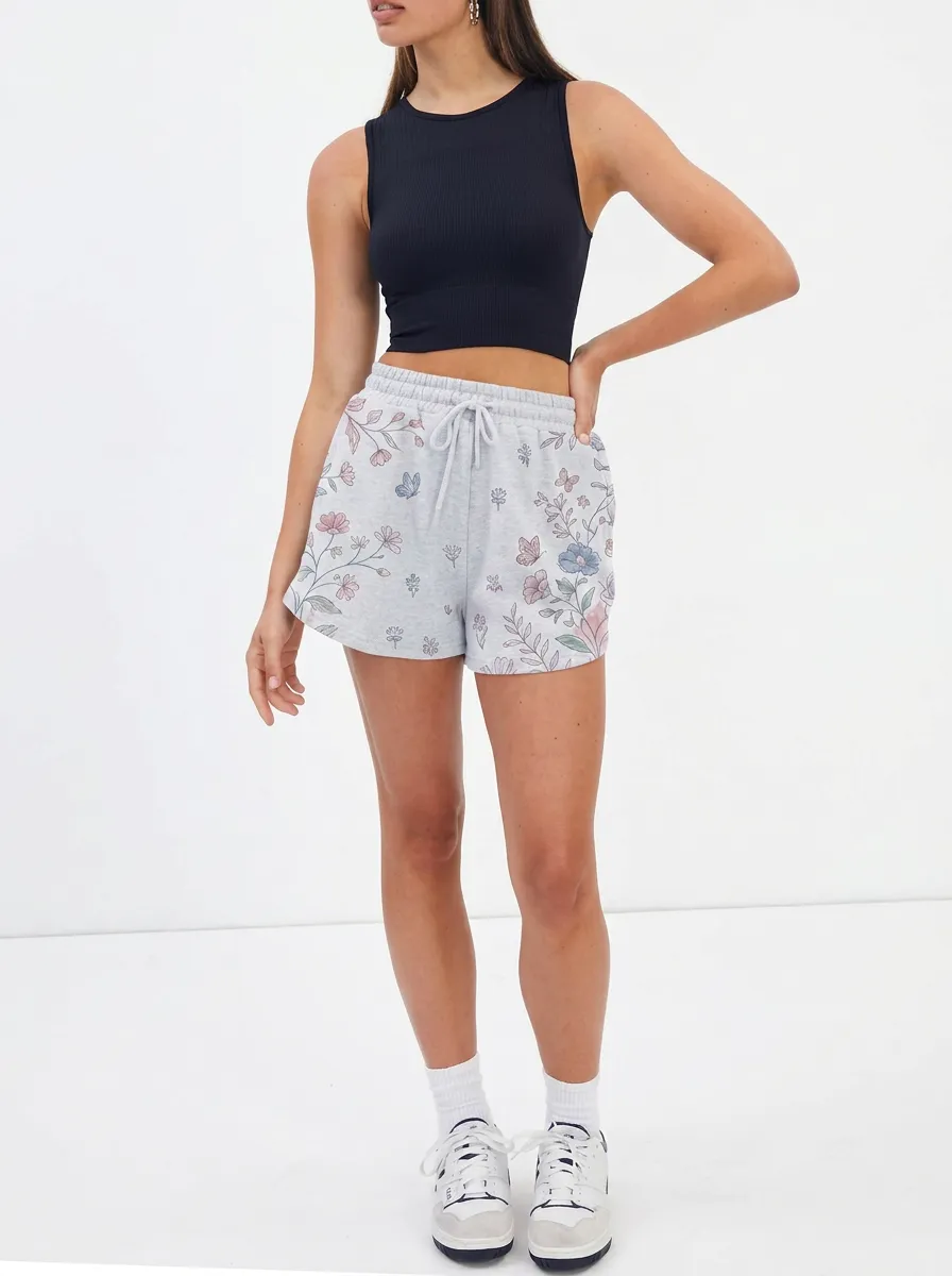 Women's Floral Butterfly Botanical Printed Lounge Shorts