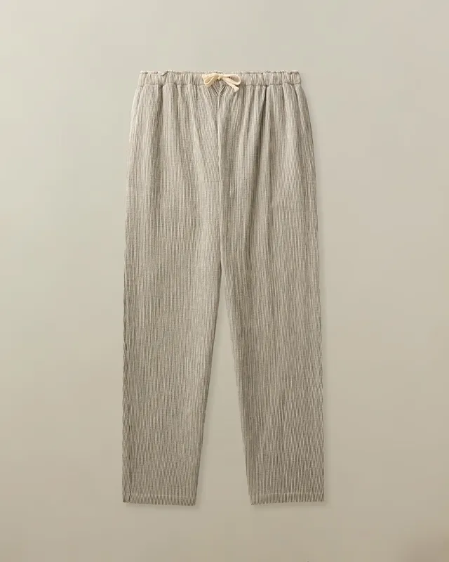 Seersucker Drawstring Pants Charcoal Stripe
