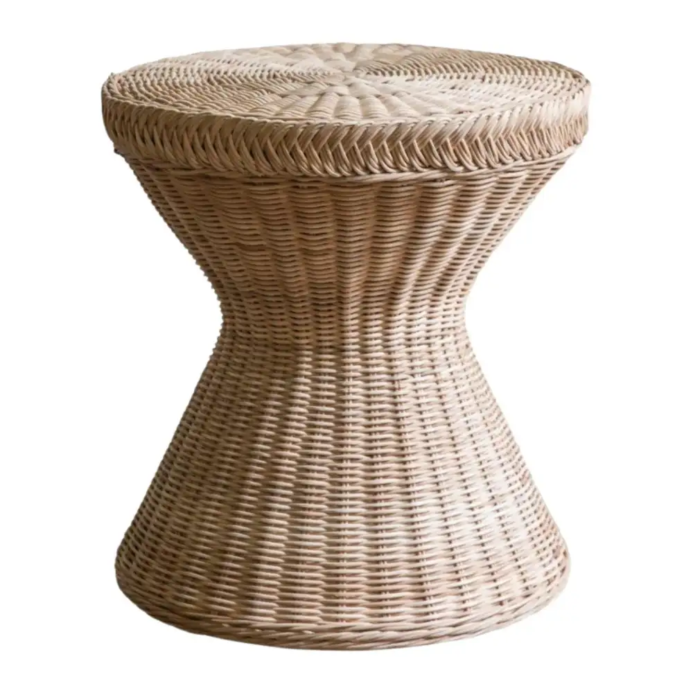 Wicker Glass Detail Side Table