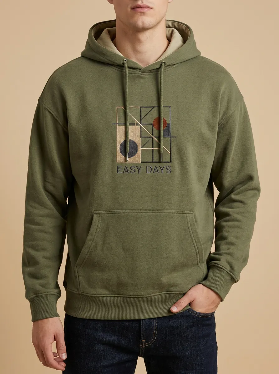 Men's  Geometric Abstract Print Hoodie