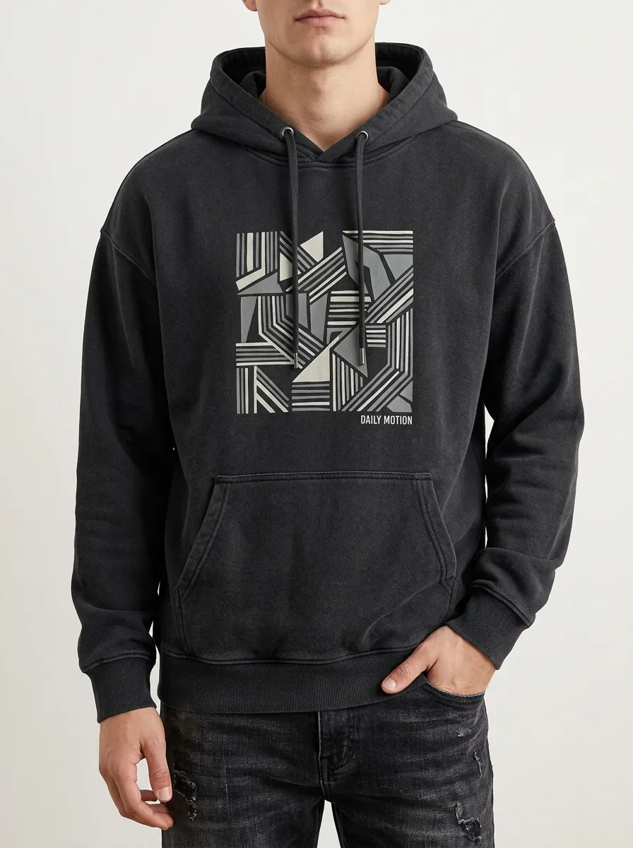 Men's Daily Motion Geometric Abstract Print Hoodie