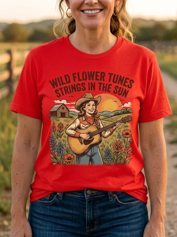 Nashville-Inspired Guitar Country Music Graphic T-Shirt
